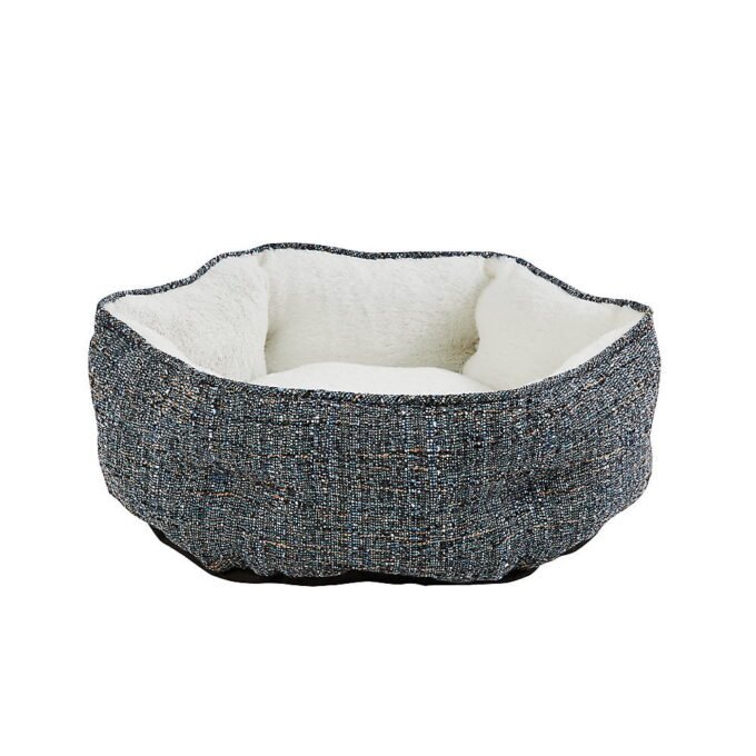 Whisker City® Blue Tweed Hexagon Cuddler Cat Bed