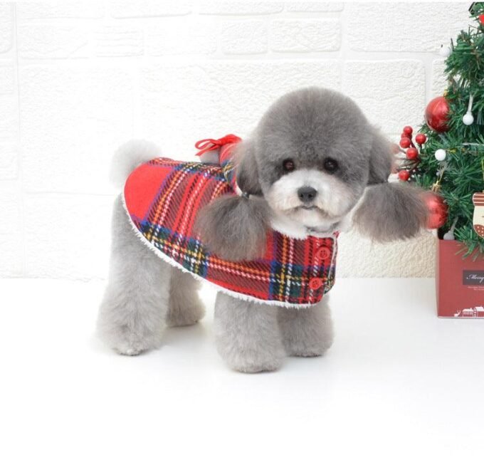 Festive Knitted Turtleneck Dog Sweater - Cozy Christmas Red Plaid Pet Winter Coat - Image 2