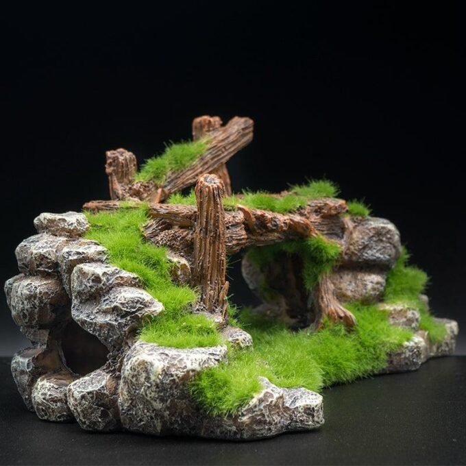 Landscape Stone Flocking Resin Aquarium Decoration - Image 3