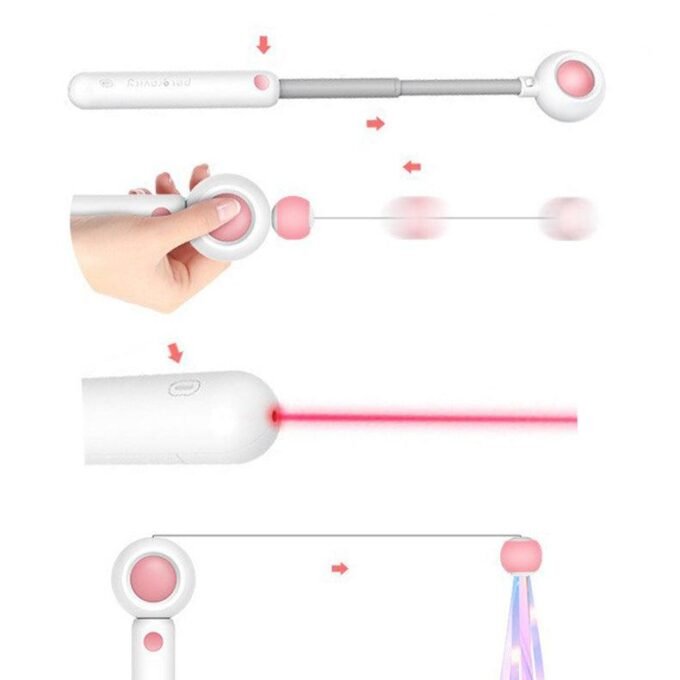 2-In-1 Extendable Cat Wand Toy With Laser Teaser And Feather Replacements - Image 3