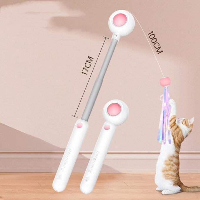 2-In-1 Extendable Cat Wand Toy With Laser Teaser And Feather Replacements - Image 5