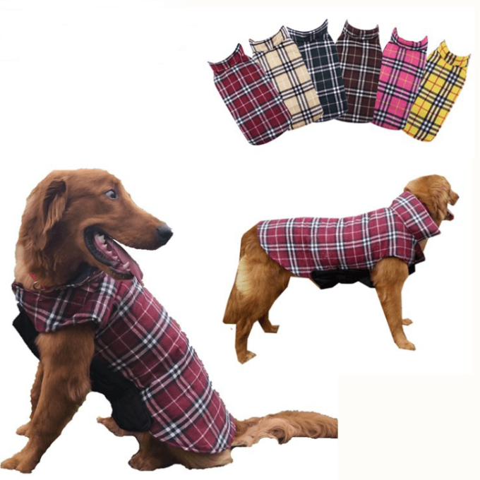 Waterproof Tartan Dog Suit Jacket: Stylish Outdoor Attire For Your Pooch