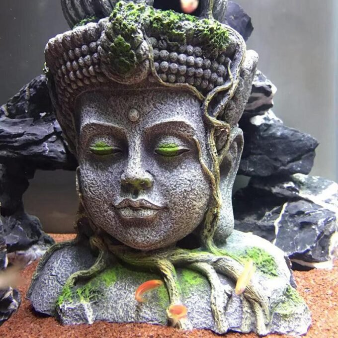 Bodhisattva Head Resin Aquarium Decoration - Stunning Reptile Tank Ornament - Image 2