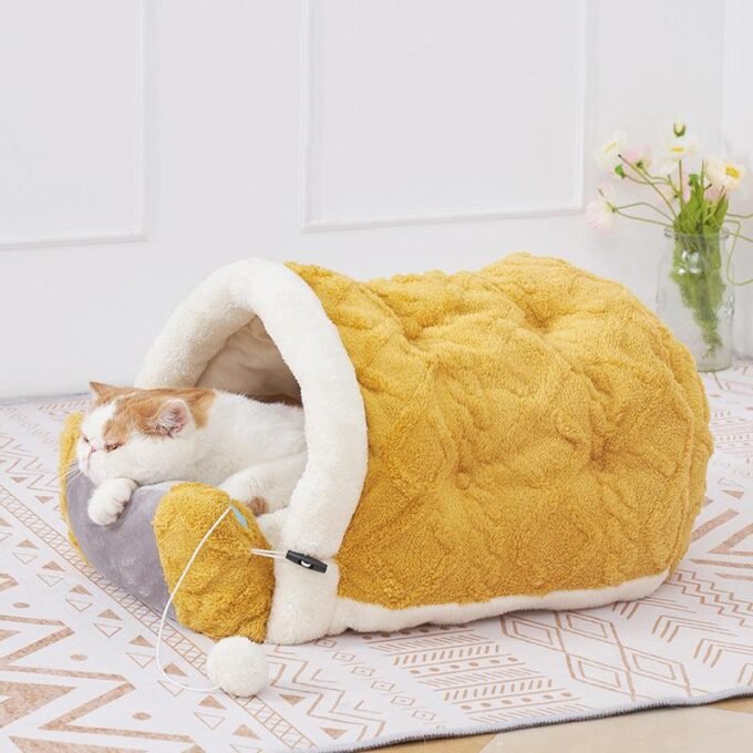 Cozy Cave Cat Bed: Arctic Velvet Game Console