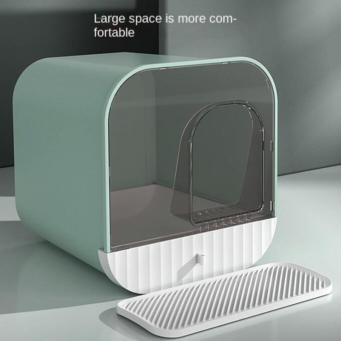 Enclosed And Splash-Proof Cat Litter Box With Drawer Design - Image 3